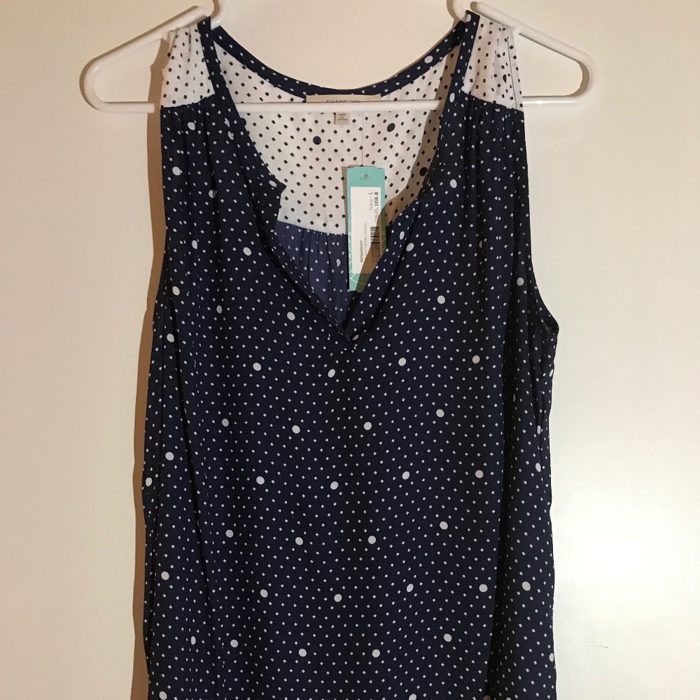Navy and White Poke A Dot Tank